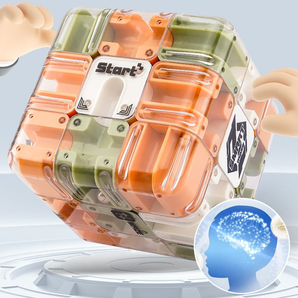 3D Rolling Ball Maze Cube